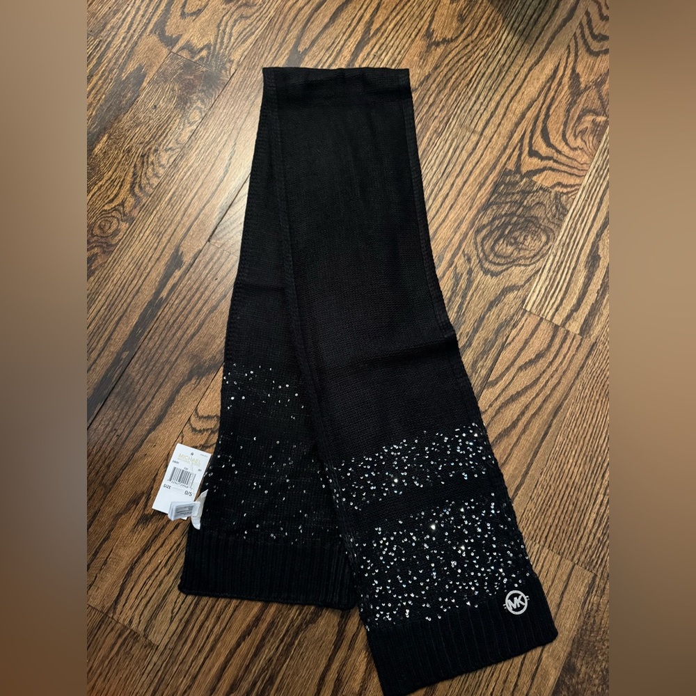 Michael Kors Black Sequin Knit Scarf